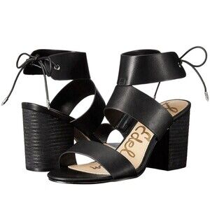 Sam Edelsam Valerie black leather strappy chunky heel womens sandals 6.5 summer